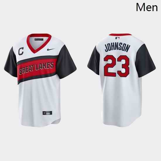 Men Cleveland Indians 23 Daniel Johnson Men Nike White 2021 Little League Class Game MLB Jersey